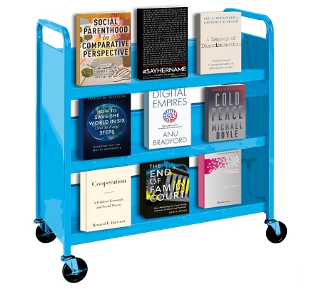Book cart with 9 books facing forward