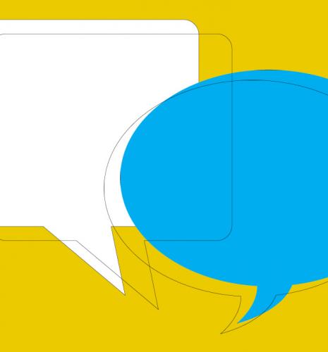 Yellow and blue speech bubbles