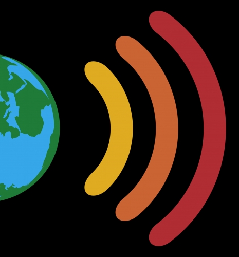 Digital illustration of earth with heat waves coming from it.