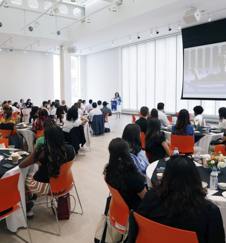 LL.M. students listening at orientation session