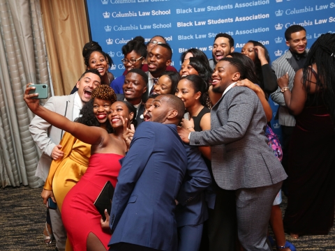 Students pose for a group selfie at the 26th Annual Paul Robeson Gala.