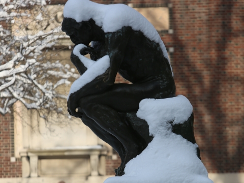 The "Thinker" by Rodin in the the snow