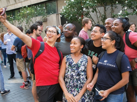 Yadira Ramos-Herbert and students pose for a selfie