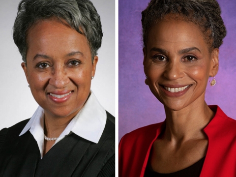 Photos of Lisa White Hardwick and Maya Wiley ’89  