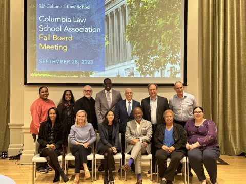 CLSA Fall Board Meeting photo of board members in front of screen with event information.
