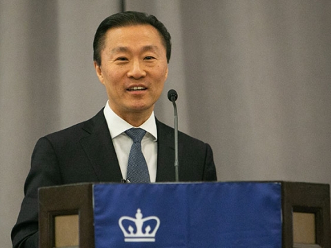 Don Liu speaking at the Alumni of Color Talk and Reception on January 24, 2019.