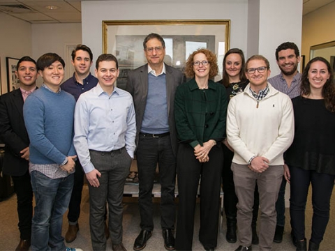 Tom Rothman meets with Dean Gillian Lester and members of theColumbia Law School Entertainment, Arts, and Sports Law Society.