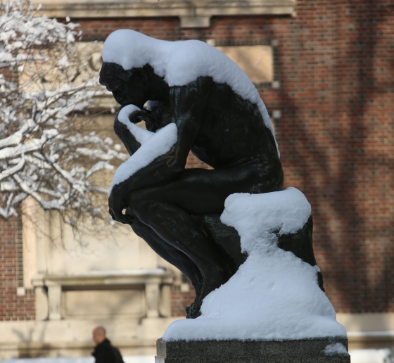 The "Thinker" by Rodin in the the snow