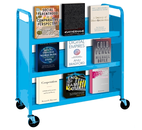 Book cart with 9 books facing forward