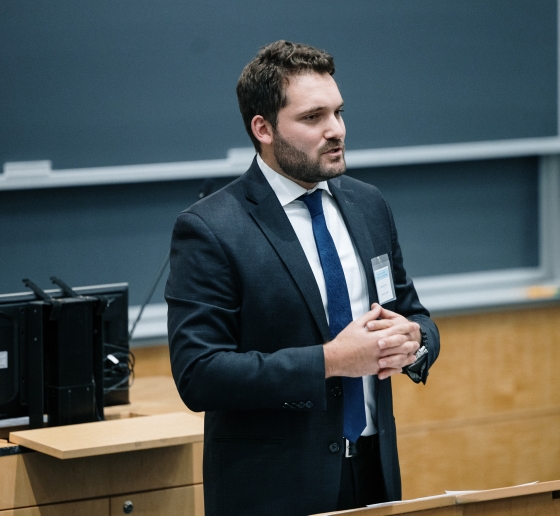 Man standing at a podium