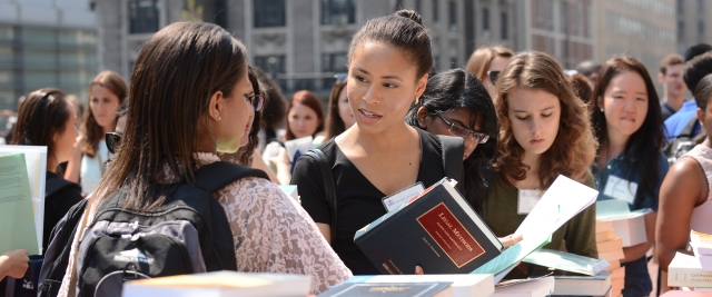 Students buying textbooks