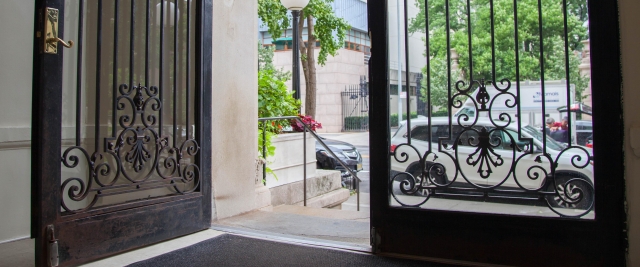 Doorway to student residence at 420 116th Street