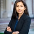 Professor Elora Mukherjee stands in front of Columbia Law School