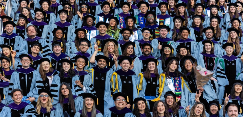 Hundreds of Columbia Law students in their graduation regalia