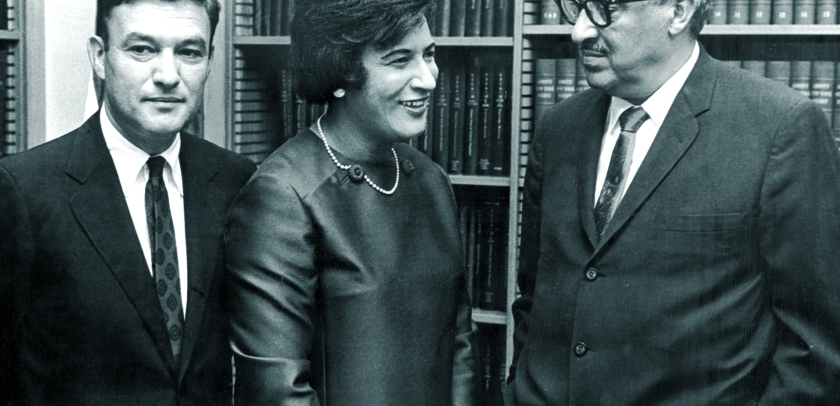Jack Greenberg'48 and Hon. Constance Baker Motley '46 with Thurgood Marshall
