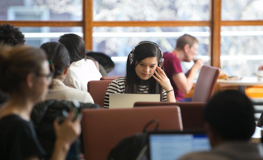 Student with headphones