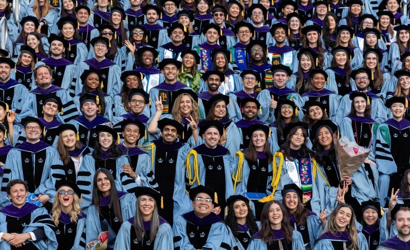Hundreds of Columbia Law students in their graduation regalia