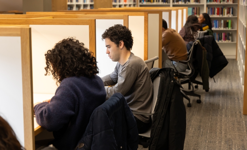 Students sitting at carrels
