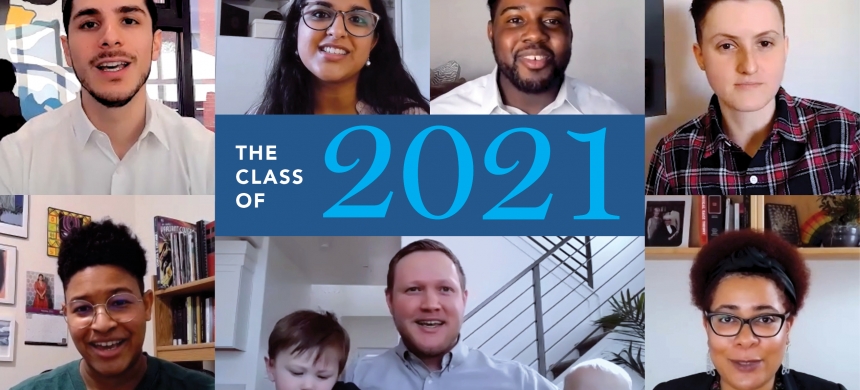 Photos of Brenda Efurhievwe ’21 LL.M., Amr Jomaa ’21 LL.M., Suz Kroeber ’21, Sneha Pandya ’21, Matthew Robinson ’21, Jillian Williams ’21, and Tanner Zumwalt ’21.