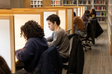 Students sitting at carrels