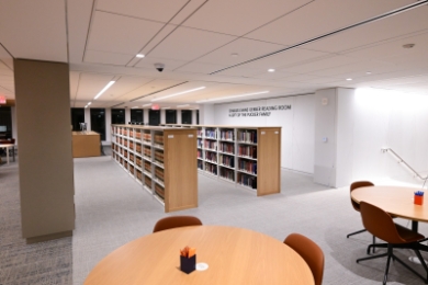 Sign that reads Charles Evans Gerber Reading Room A Gift of the Pucker Family