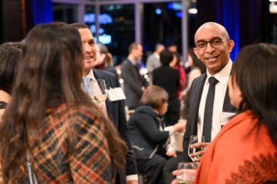 Dean Abebe chatting with guests at Columbia Law Alumni of Color Reception