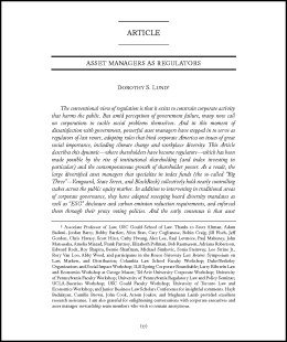 Cover for "Asset Managers as Regulators" article