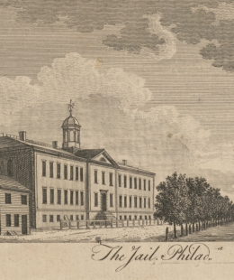 An engraving of a building with the caption The Jail Philad in italics