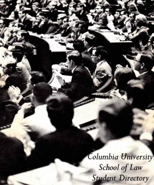 The cover of the Class of 1969 student directory, showing a full lecture hall. Tellingly, Ireland is the sole black person in the photo.