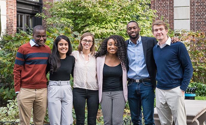 (Left to right) Davis Polk Fellows Ibrahim Diallo ’20, Meher Dev ’19 LL.M., Meg Gould ’21, Udodilim Nnamdi ’21, Caleb King ’20, Eric Lenier Ives ’19