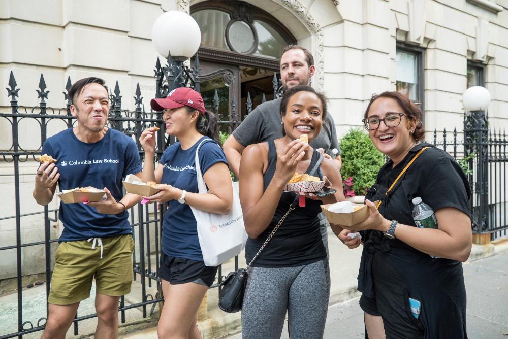 Students eating ice cream.