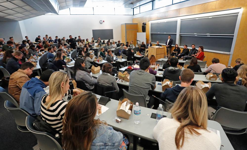 NIKE general counsel Hilary Krane (far right) brought her senior legal team from Beaverton, Oregon, to Columbia Law School, for a panel discussion, “Leading as a Team,” on October 10, 2019.