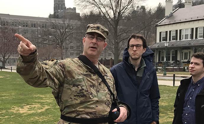 From left: Lieutenant Colonel Reeves with Noah Schwartz ’19 and Brett Mead ’18