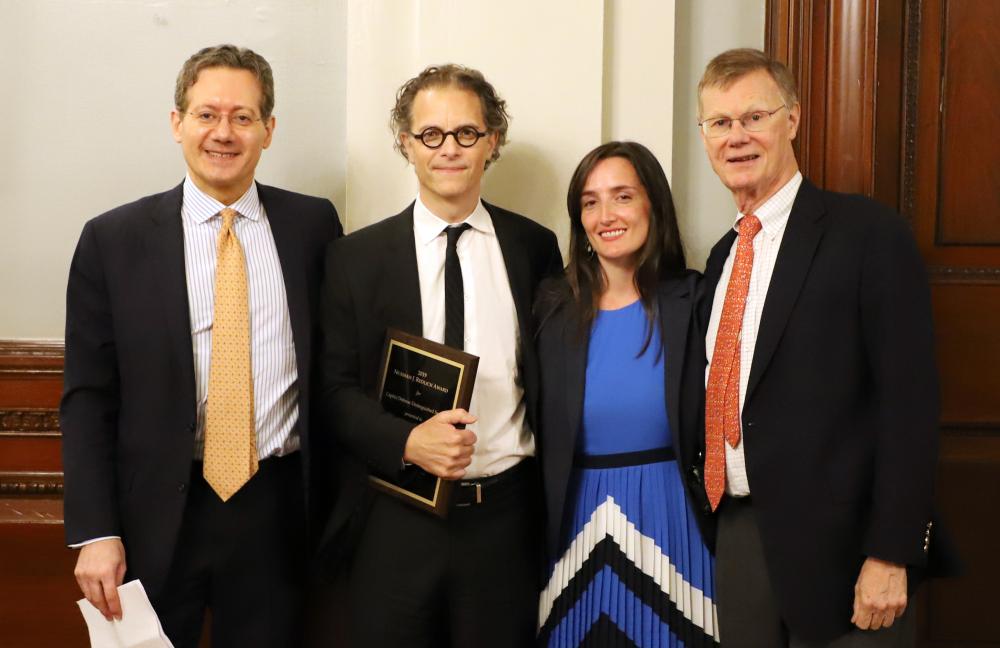 Professor Bernard Harcourt poses with his award.