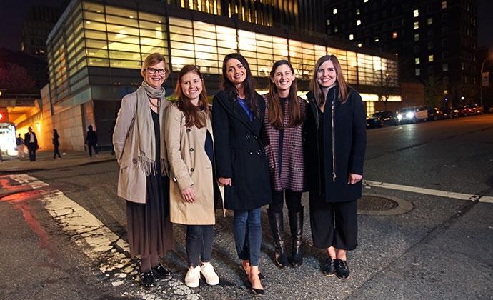 Professor Brett Dignam (left), along with a team of clinic participants who recently helped an incarcerated woman win parole. From left to right: Lillian Morgenstern ’17, Amanda Johnson ’17, Monique Hurley ’17 LL.M., and Hannah Canham ’16 LL.M.