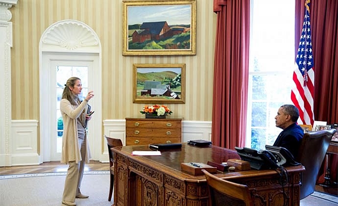 Avril Haines meets with President Barack Obama in the Oval Office, 2016