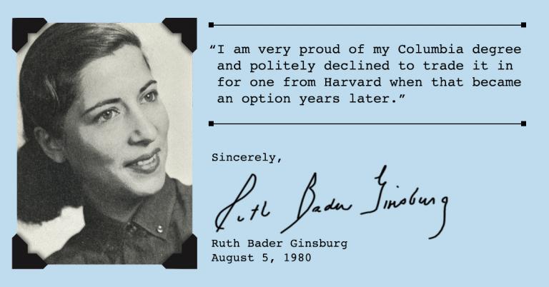 Inside the Columbia Archives: Writing by Ruth Bader Ginsburg ’59