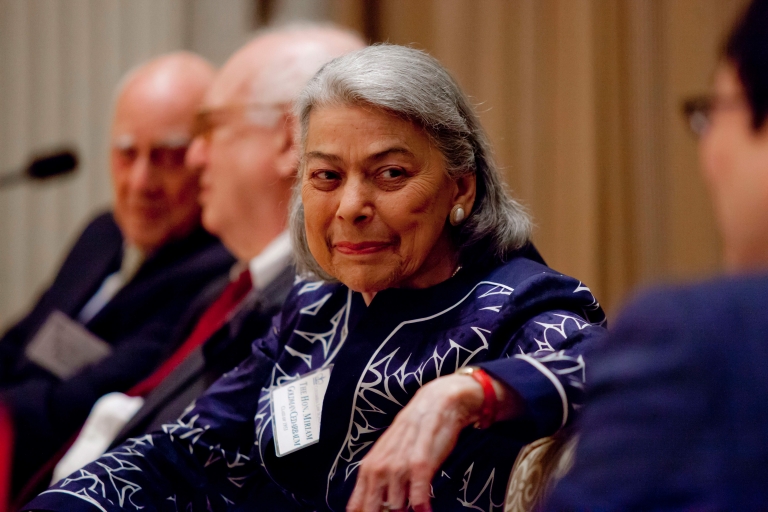 The Hon. Miriam Goldman Cedarbaum ’53 on a panel at Reunion 2013