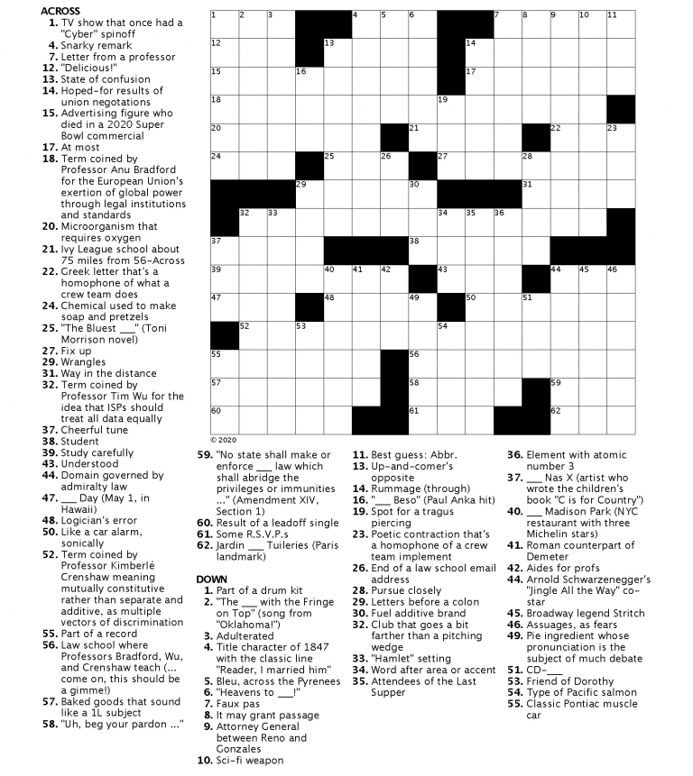 Spring 2021 Crossword puzzle Andy Kravis ’13