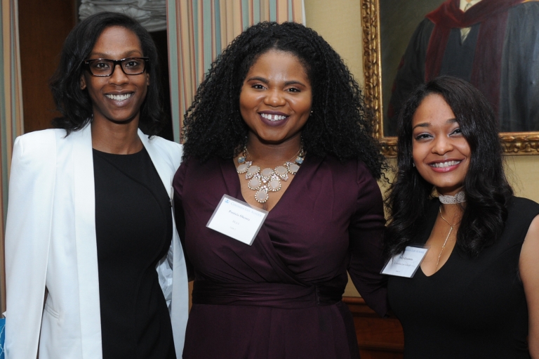 Pictured left to right: Kamilah Moore ’19, Patricia Okonta ’18, and Daily Guerrero ’17 at the 2017 Paul Robeson Gala.