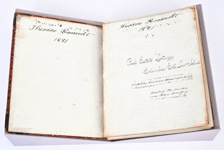 Handwritten notebook belonging to future president Theordore Roosevelt