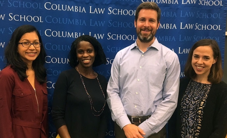 Professors Elora Mukherjee, Olatunde Johnson, David Pozen, and Kathryn Judge at the Sept. 13 panel