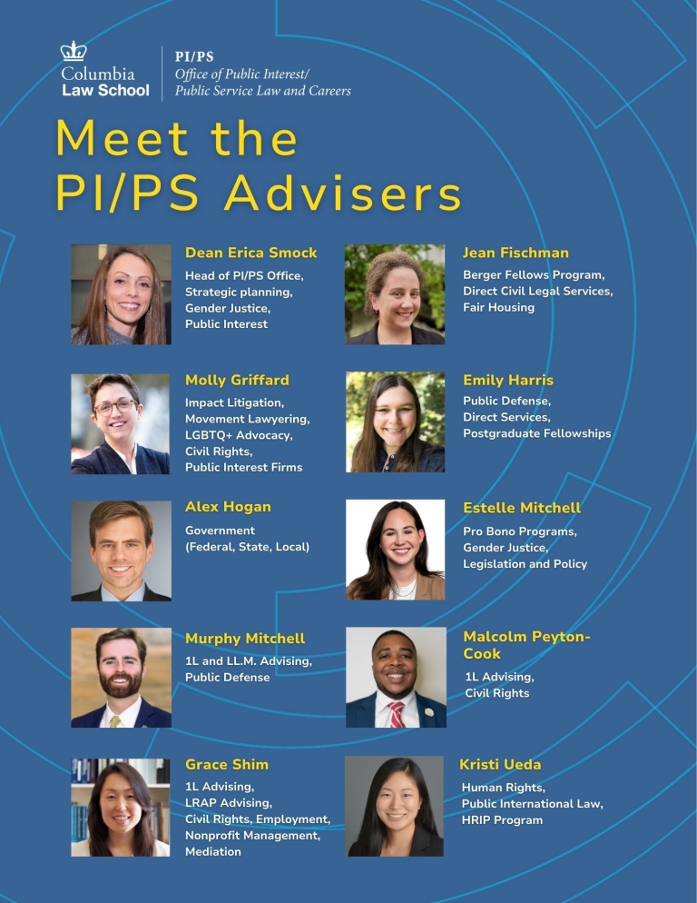 Handout includes names and titles of the advisers in the PI/PS Office. 
