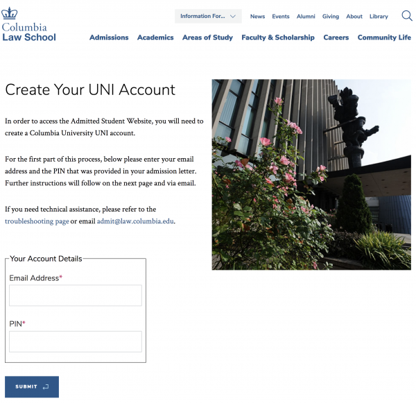 Create Your UNI Account screenshot