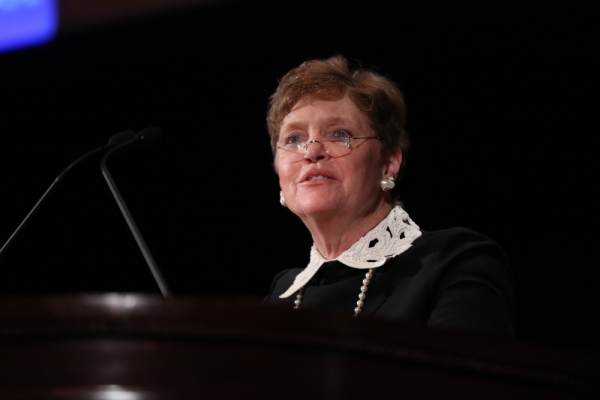 U.S. District Judge Colleen McMahon stands behind a podium at the Winter Luncheon.