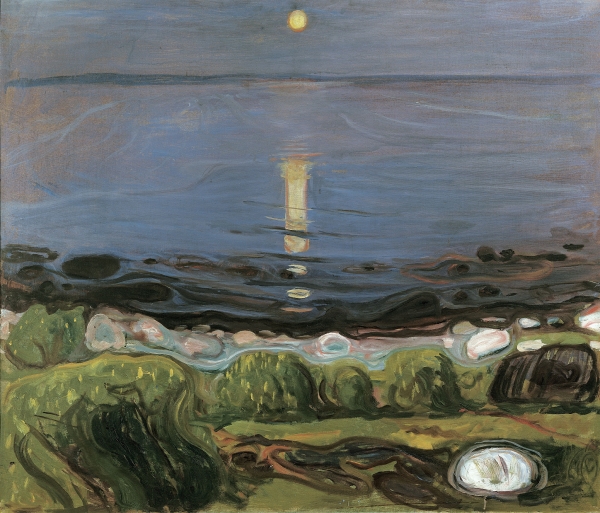 Painting of moonlight on water