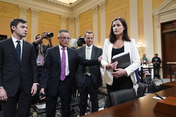 Three men and one woman at Congressional hearing