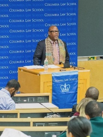 Kendall Thomas behind Columbia Law School podium
