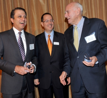 U.S. Attorney Preet Bharara ’93, Dean David M. Schizer, and Senior U.S. District Judge Jack B. Weinstein ’48 at the Wien Prize luncheon