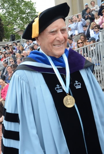 Jack B. Weinstein ’48 in commencement regalia and wearing the Alumni Medal for Distinguished Service